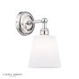 Laura Ashley Callaghan Bathroom Wall Light Polished Nickel and White Ribbed Glass IP44