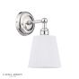 Laura Ashley Callaghan Bathroom Wall Light Polished Nickel and White Ribbed Glass IP44