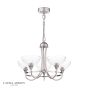 Laura Ashley Wellham 5 Light Armed Pendant Polished Nickel and Ribbed Glass