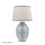 Laura Ashley Stannard Table Lamp Blue Ceramic and Polished Chrome With Shade