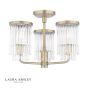 Laura Ashley Hilcote 3 Light Semi-Flush Matt Antique Brass and Glass
