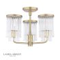 Laura Ashley Hilcote 3 Light Semi-Flush Matt Antique Brass and Glass