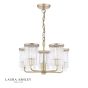 Laura Ashley Hilcote 5 Light Armed Pendant Matt Antique Brass and Glass