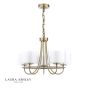 Laura Ashley Southwell 5 Light Armed Pendant Antique Brass and Opal Glass