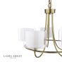 Laura Ashley Southwell 5 Light Armed Pendant Antique Brass and Opal Glass
