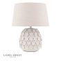 Laura Ashley Ingham Table Lamp White Ceramic and Brushed Silver With Shade