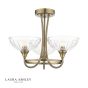 Laura Ashley Wellham 3 Light Semi-Flush Antique Brass and Ribbed Glass