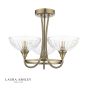 Laura Ashley Wellham 3 Light Semi-Flush Antique Brass and Ribbed Glass