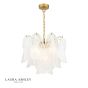 Laura Ashley Stannington 4 Light Pendant Matt Antique Brass and White Glass