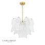 Laura Ashley Stannington 4 Light Pendant Matt Antique Brass and White Glass