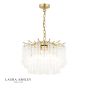 Laura Ashley Penlee 4 Light Pendant Matt Antique Brass and Ribbed Glass