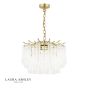 Laura Ashley Penlee 4 Light Pendant Matt Antique Brass and Ribbed Glass