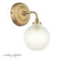 Laura Ashley Langdon Bathroom Wall Light Matt Antique Brass and Textured Glass IP44