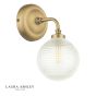 Laura Ashley Langdon Bathroom Wall Light Matt Antique Brass and Textured Glass IP44