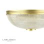 Laura Ashley Langdon 2 Light Bathroom Ceiling Light Matt Antique Brass and Textured Glass IP44