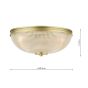Laura Ashley Langdon 2 Light Bathroom Ceiling Light Matt Antique Brass and Textured Glass IP44