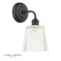 Laura Ashley Callaghan Outdoor Wall Light Matt Black and Ribbed Glass IP44