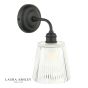 Laura Ashley Callaghan Outdoor Wall Light Matt Black and Ribbed Glass IP44