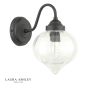 Laura Ashley Whitham Outdoor Wall Light Matt Black and Ribbed Glass IP44