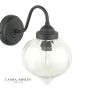 Laura Ashley Whitham Outdoor Wall Light Matt Black and Ribbed Glass IP44