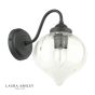 Laura Ashley Whitham Outdoor Wall Light Matt Black and Ribbed Glass IP44