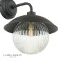 Laura Ashley Hatton Outdoor Wall Light Matt Black and Ribbed Glass IP44