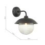 Laura Ashley Hatton Outdoor Wall Light Matt Black and Ribbed Glass IP44