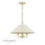 Laura Ashley Harland 3 Light Pendant Matt Antique Brass With Shade