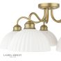 Laura Ashley Durford 5 Light Semi-Flush Matt Antique Brass and White Ceramic