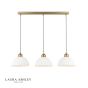 Laura Ashley Durford 3 Light Bar Pendant Matt Antique Brass and White Ceramic