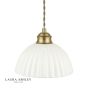 Laura Ashley Durford 3 Light Bar Pendant Matt Antique Brass and White Ceramic
