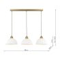 Laura Ashley Durford 3 Light Bar Pendant Matt Antique Brass and White Ceramic