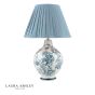 Laura Ashley Maltby Table Lamp Blue Ceramic and Antique Brass With Shade
