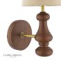 Laura Ashley Millbrook Wall Light Dark Wood and Industrial Brass With Shade