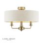 Laura Ashley Sorrento 3 Light Semi-Flush Matt Antique Brass With Natural Shade
