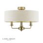 Laura Ashley Sorrento 3 Light Semi-Flush Matt Antique Brass With Natural Shade