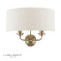 Laura Ashley Sorrento 2 Light Wall Light Matt Antique Brass With Natural Shade