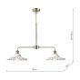 Laura Ashley Beca 2 Light Bar Pendant White Ceramic and Antique Brass