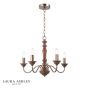 Laura Ashley Tate 5 Light Armed Pendant Dark Wood and Satin Bronze Fitting Only