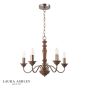 Laura Ashley Tate 5 Light Armed Pendant Dark Wood and Satin Bronze Fitting Only