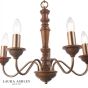Laura Ashley Tate 5 Light Armed Pendant Dark Wood and Satin Bronze Fitting Only
