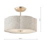 Laura Ashley Delamore 2 Light Semi-Flush Grey and Matt Antique Brass