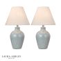 Laura Ashley Pussywillow Twin Pack Table Lamp Blue Ceramic and Polished Chrome With Shade