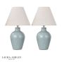 Laura Ashley Pussywillow Twin Pack Table Lamp Blue Ceramic and Polished Chrome With Shade