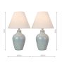 Laura Ashley Pussywillow Twin Pack Table Lamp Blue Ceramic and Polished Chrome With Shade