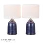 Laura Ashley Penny Twin Pack Table Lamp Blue Ceramic and Polished Chrome With Shade