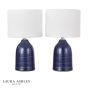 Laura Ashley Penny Twin Pack Table Lamp Blue Ceramic and Polished Chrome With Shade