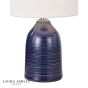 Laura Ashley Penny Twin Pack Table Lamp Blue Ceramic and Polished Chrome With Shade