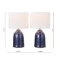 Laura Ashley Penny Twin Pack Table Lamp Blue Ceramic and Polished Chrome With Shade