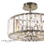 Laura Ashley Fernhurst 3 Light Semi-Flush Antique Brass and Champagne Crystal